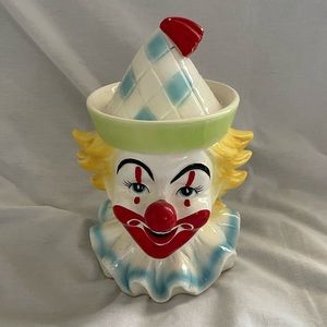 SCHMID CLOWN VINTAGE SCHMID  HAND PAINTED CLOWN MUSICAL CANDY JAR